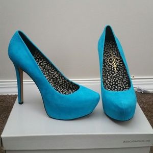 Jessica Simpson Deco Blue Kid Suede Heels